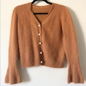 COPY - Angora fur cardigan jacket tee peal button…